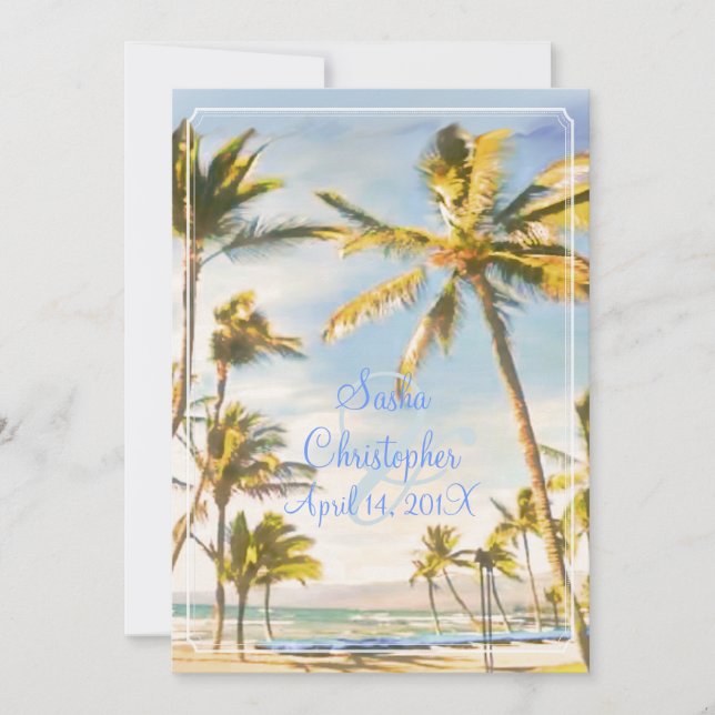 Invitación Playa de época PixDezines, paraíso tropical (Anverso)