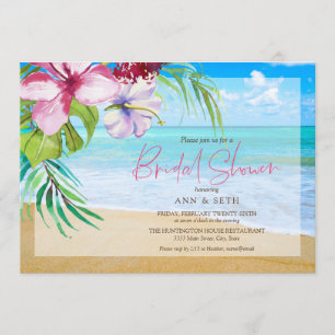Invitación Playa de Floral Tropical Bridal Shower