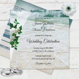 Invitación Playa de flores de orquídea con boda de destino de