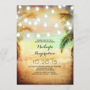Invitación Playa de la puesta del sol y ducha nupcial de las