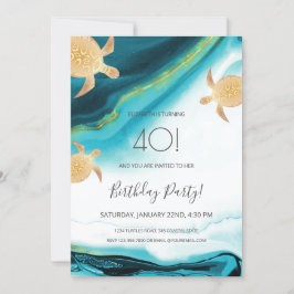 Invitación Playa de las tortugas de oro | Cumpleaños