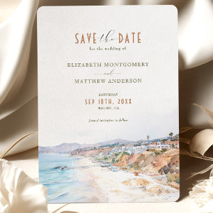 Invitación Playa de Malibu CA Guardar la fecha