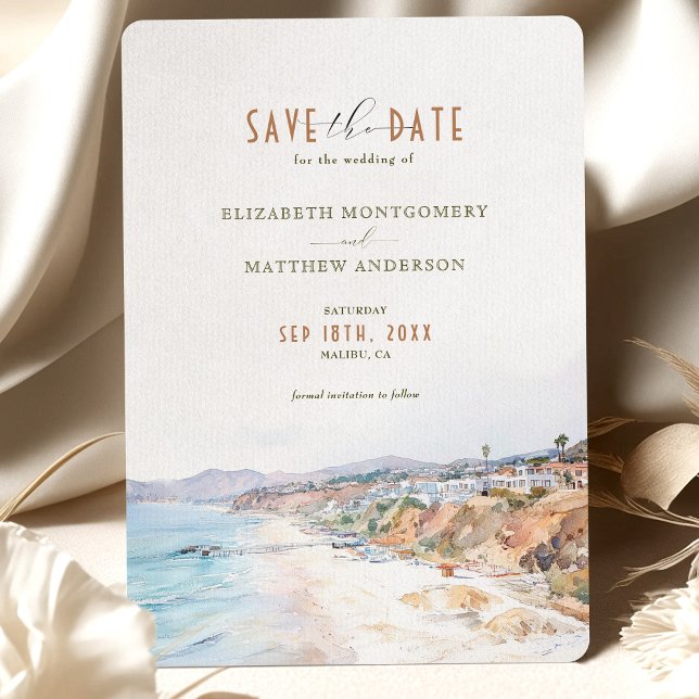 Invitación Playa de Malibu CA Guardar la fecha (Subido por el creador)