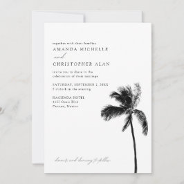 Invitación Playa de México Boda Personalizado Palm Tree