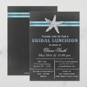 Invitación playa de pizarra de pescado estelar ducha de novia