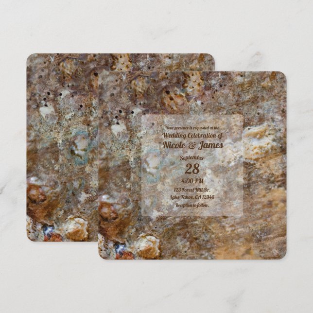 Invitación Playa de roca áspera natural con conchas marinas v (Anverso / Reverso)