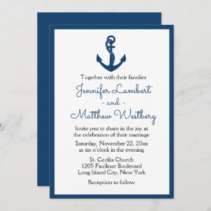Invitación Playa de Sailor, Boda azul de la Marina Náutica