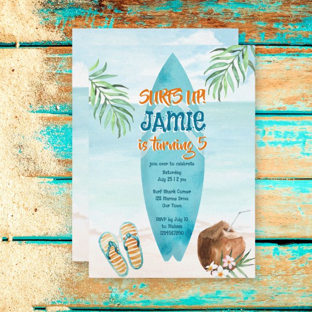 Invitación Playa de surf océano tropical verano cumpleaños (Subido por el creador)