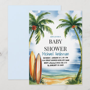 Invitación Playa de veraneo tropical de moda Baby Shower