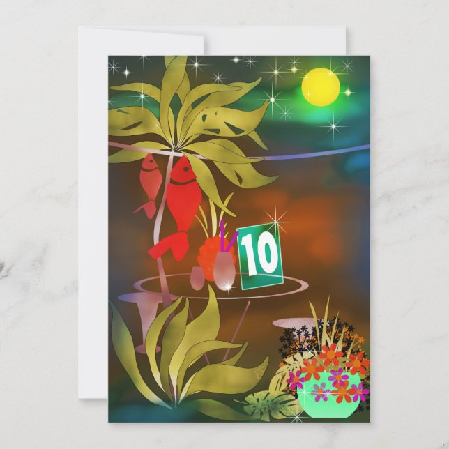 Invitación Playa de verano bar cafetería de mar cóctel fiesta (Anverso)