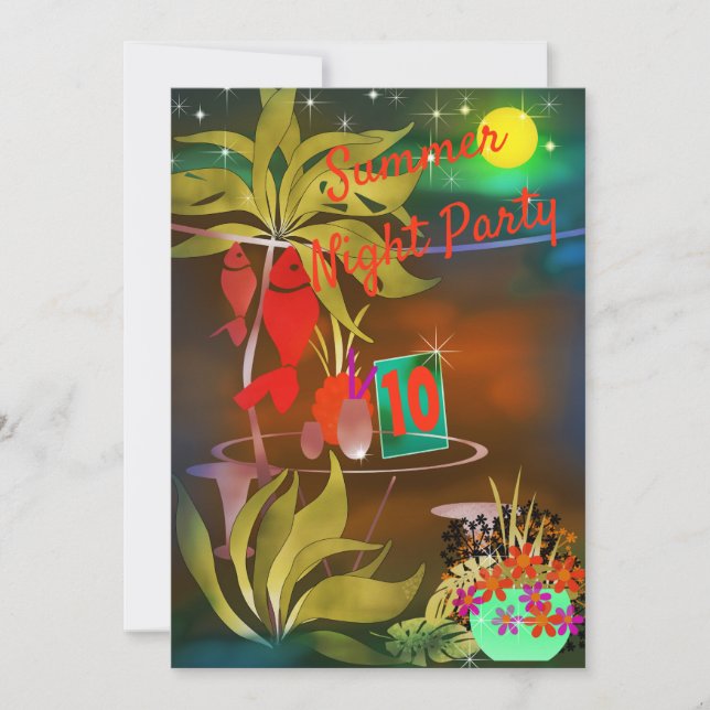 Invitación Playa de verano bar cafetería de mar cóctel fiesta (Anverso)