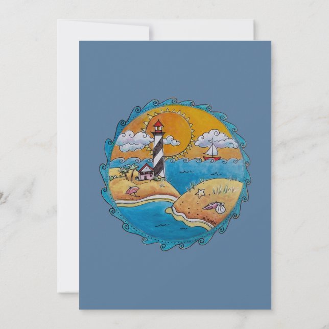 Invitación Playa de verano divertida costa soleada (Reverso)