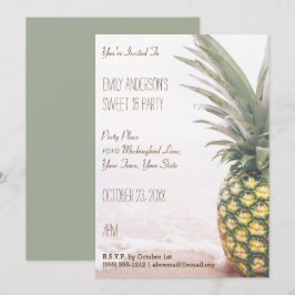 Invitación Playa de Verano Tropical de Piña Dulce 16 Cumpleañ