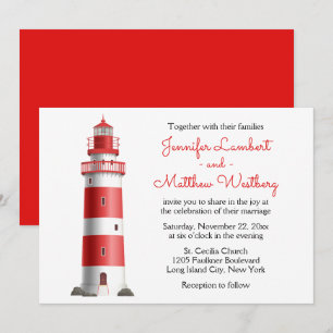 Invitación Playa del Faro Rojo Boda Náutica de Verano