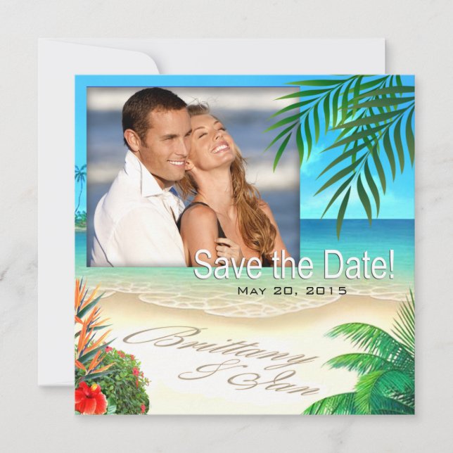 Invitación Playa Exótica (pídeme que escriba tus nombres en l (Anverso)