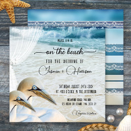 Invitación Playa Gannet con boda de destino de encaje