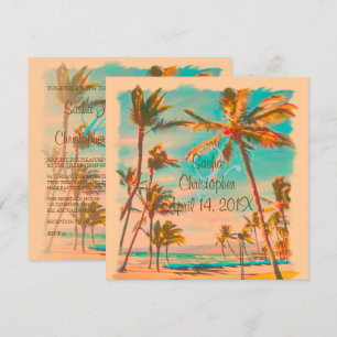 Invitación PLAYA HAWAIAN/VERDE AZULADA/DIY Bckgrnd