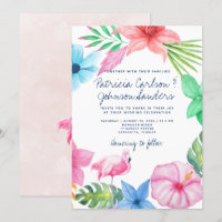 Playa hawaiana flamingo rosa floral luau boda