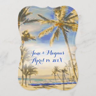 Invitación Playa hawaiana vintage de PixDezines/cobalto