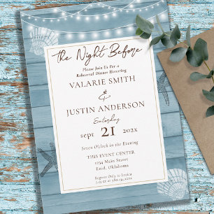 Invitación Playa la noche antes de la cena de ensayo Boda