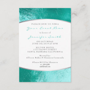 Invitación Playa Metálica de Ocean Blue Aqua Gray White