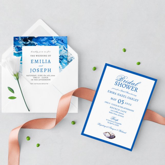 Invitación Playa Nautic Ocean Beach moderna Ducha de novias (Subido por el creador)