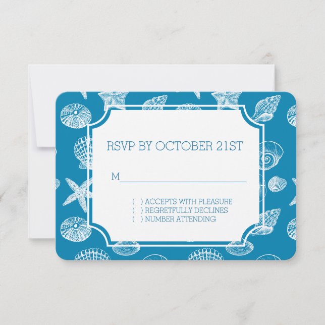 Invitación Playa náutica bombardea Aqua White RSVP (Anverso)