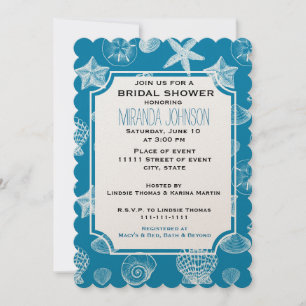 Invitación Playa náutica bombardea la ducha nupcial blanca Aq