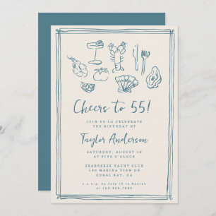 Invitación Playa Náutica Huida Funky 55º cumpleaños