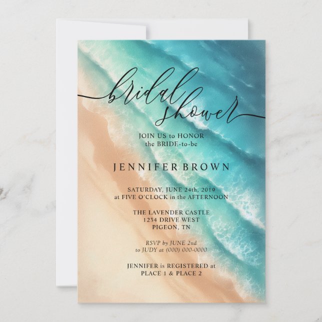 Invitación Playa Oceánica Monada Firma Verano Acuarela (Anverso)