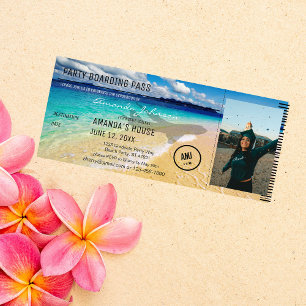 Invitación Playa - Océano con foto y graduación de avión