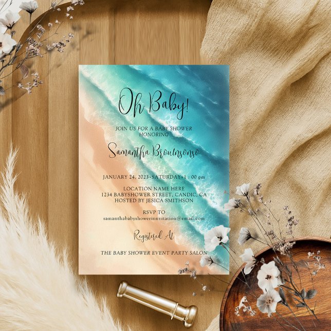 Invitación Playa Océano Mar Oh Bebé (Subido por el creador)