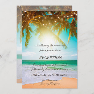 Invitación Playa, Palm, Sun, Recepción de guiones de luces de