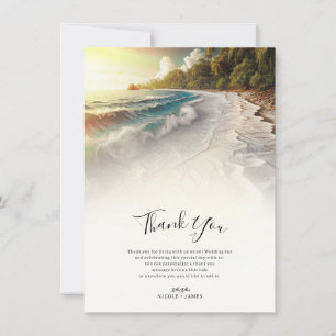 Invitación Playa Paradisíaca Puesta de Sol Casamiento Costero