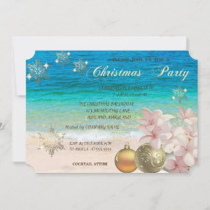 Invitación Playa, Plumeria, Navidades Balls Fiesta Corporativ