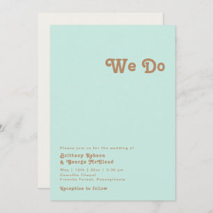 Invitación Playa Retro   Aqua We Do Wedding Invitation