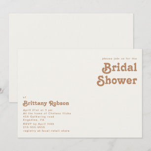 Invitación Playa Retro   Ducha de novia horizontal de marfil