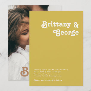 Invitación Playa Retro Monograma de fotografía casual de or