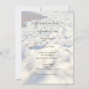 Invitación playa romántica de arena beige con boda costero