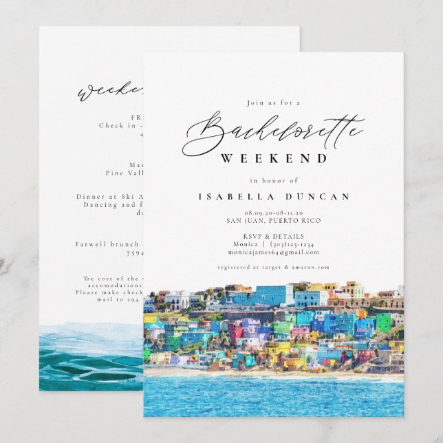 Invitación Playa Skyline de San Juan Puerto Rico (Anverso / Reverso)