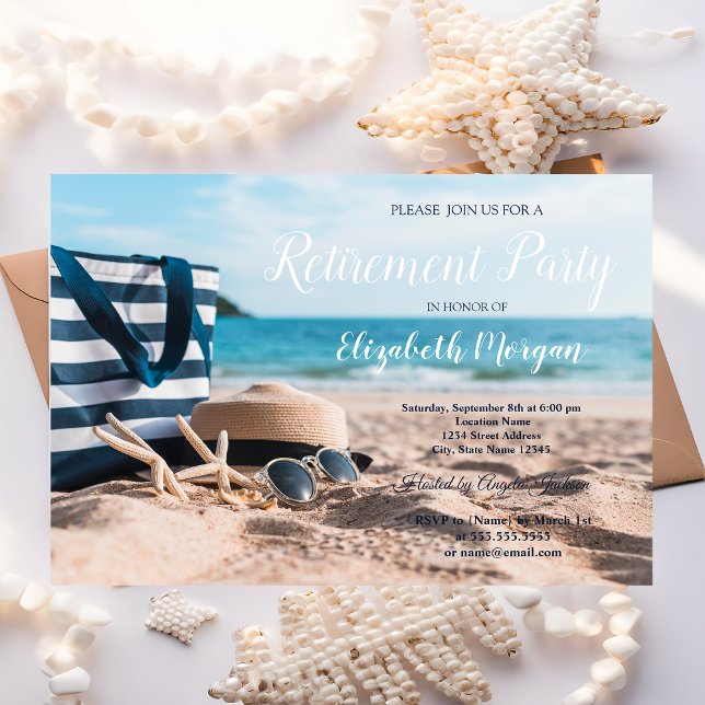 Invitación Playa Tropical,Arena,Fiesta de Jubilación Relajant (Subido por el creador)
