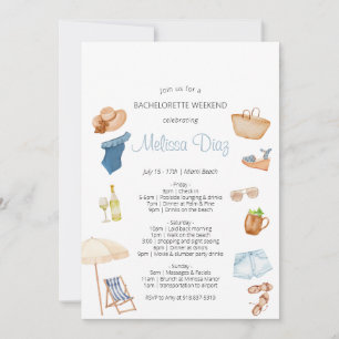 Invitación Playa Tropical Bachelorette Fin de Semana Itinerar