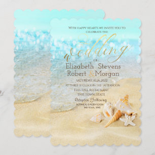 Invitación Playa Tropical, Bodas de Conchas Marinas