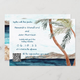 Invitación Playa tropical con Boda de luces