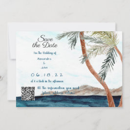 Invitación Playa Tropical con Luces Save the Date