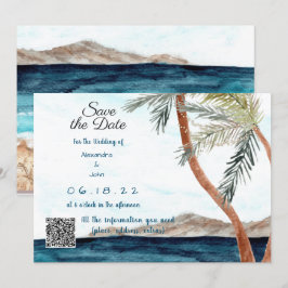 Invitación Playa Tropical con Luces Save the Date