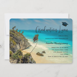 Invitación Playa Tropical con Palmeras Azotadas por el Viento