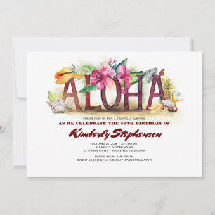 Invitación Playa Tropical de Aloha   Cumpleaños de Pineapple 