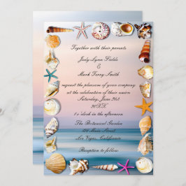 Invitación Playa Tropical De Arena Y Boda De Las Aguas Marina