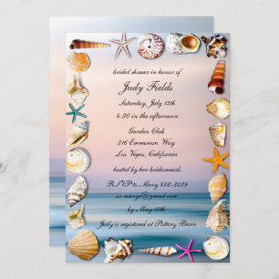 Invitación Playa Tropical De Arena Y Ducha De Novias De Aguas